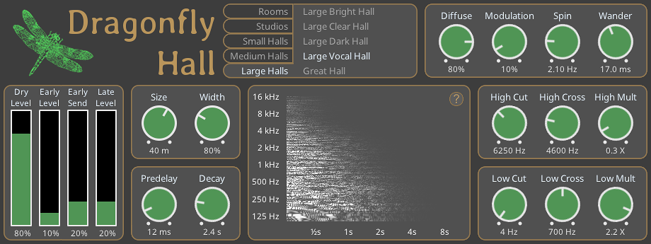 Dragonfly Hall Reverb 3.0.0 の画面